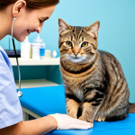 고양이 동물병원 선택 기준 - **

"A professional veterinarian, fully clothed in scrubs, examining a healthy tabby cat on an exami...