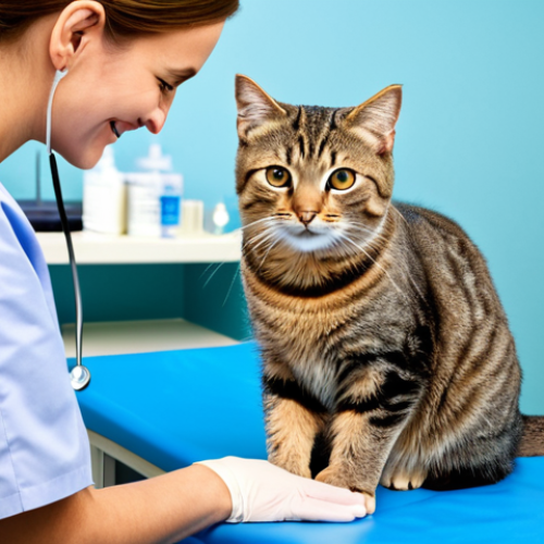 고양이 동물병원 선택 기준 - **

"A professional veterinarian, fully clothed in scrubs, examining a healthy tabby cat on an exami...
