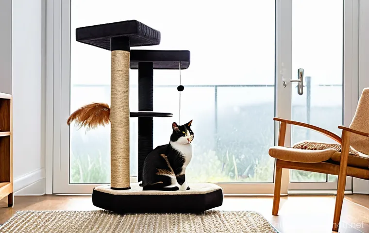 고양이 집사 체크리스트 - **Prompt 1: A Cozy and Stimulating Feline Haven**
    "A cozy and modern living room filled with nat...