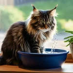 고양이 수명 연장법 - **Prompt 1: Happy Senior Cat with Quality Food and Water**
A healthy, content elderly Maine Coon...